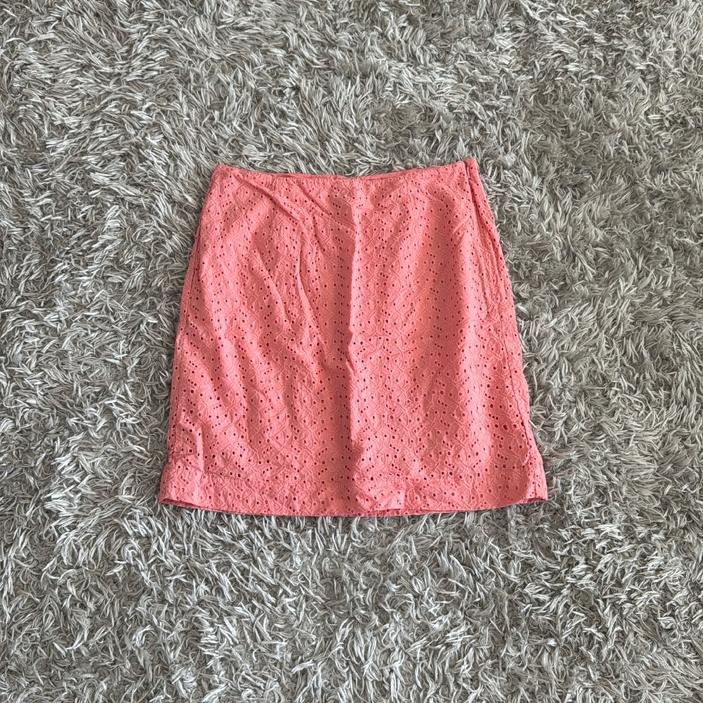 L.L. Bean Pink Favorite Fit Eyelet Pencil Skirt